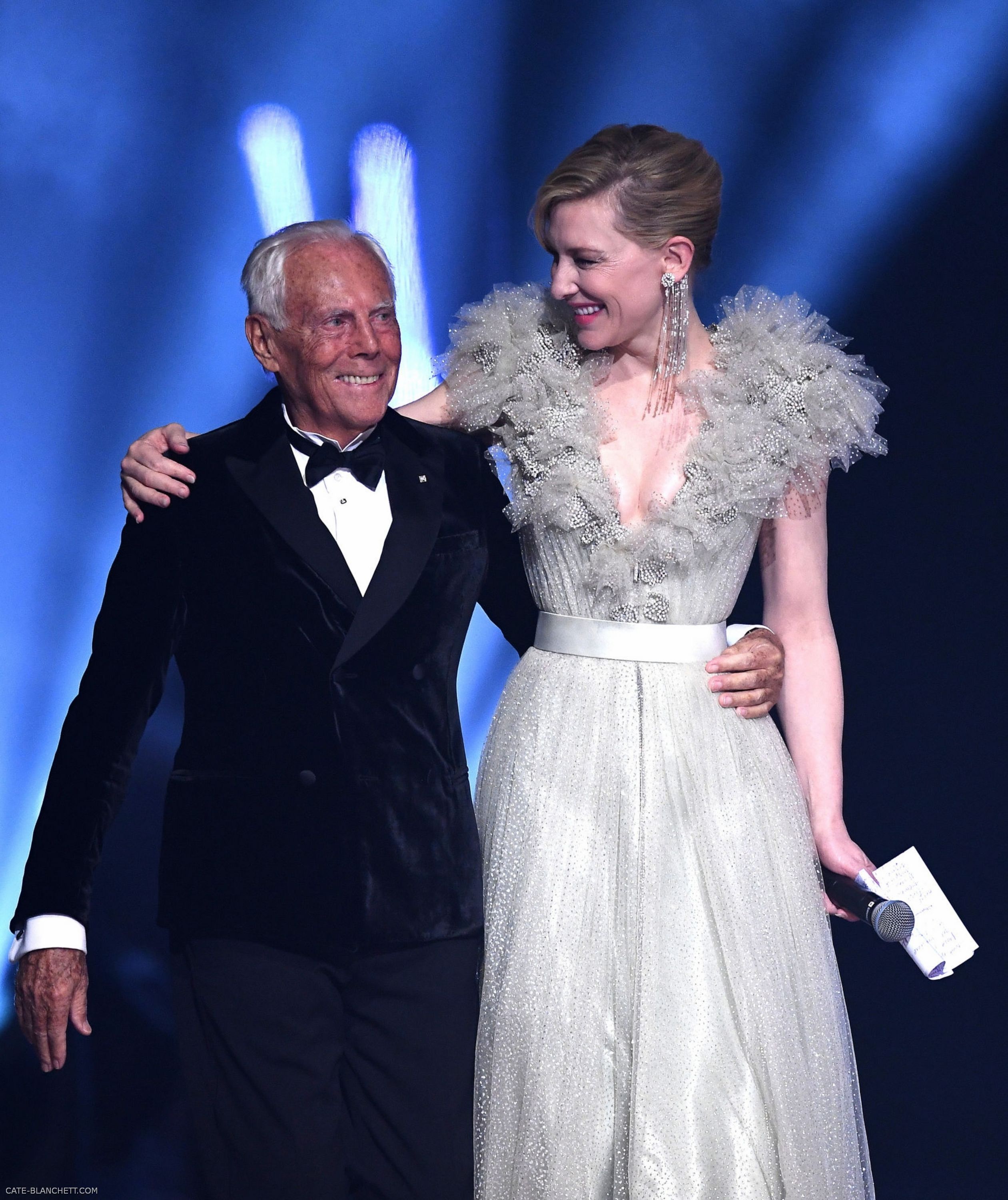 Cate Blanchett and Armani at the stage of The Fashion Awards 2019
